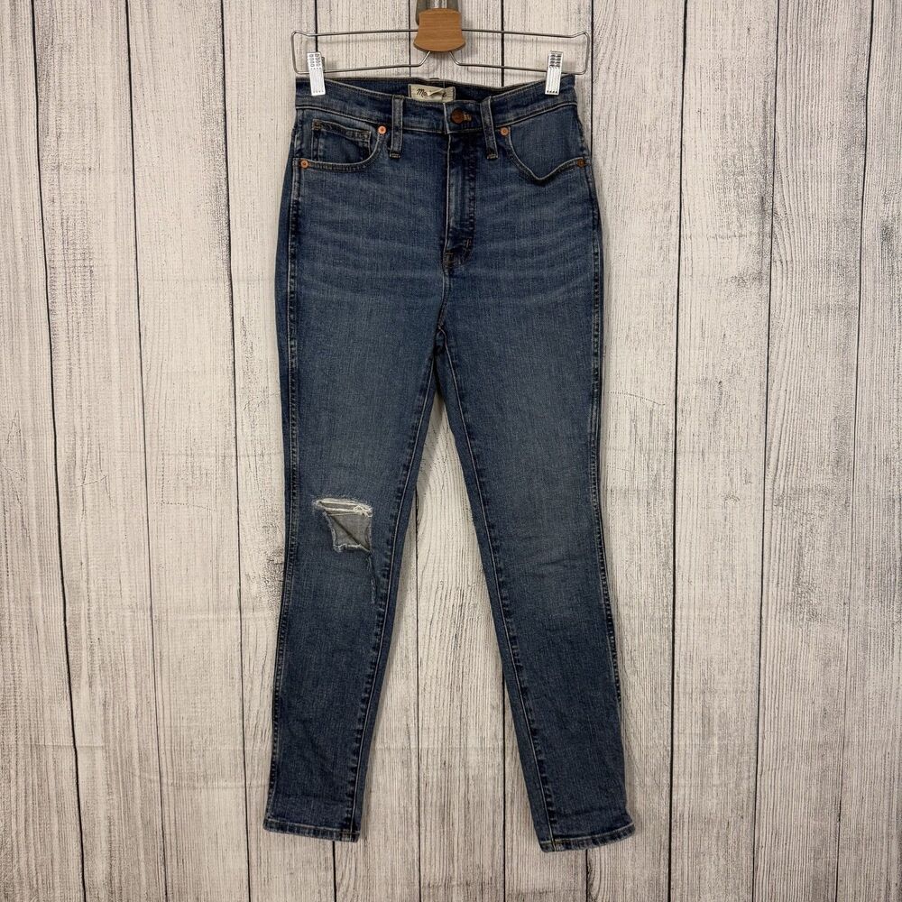 Madewell Women's Size 27 Blue 10" High-Rise Skinny Distressed Denim Jeans